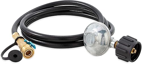 Vista 8 de Camco Low Pressure Gas Regulator Rated at 70,000 BTUs Per Hour Includes 8-Foot Hose Great for Camping, RVing, Grilling, and More (57704)