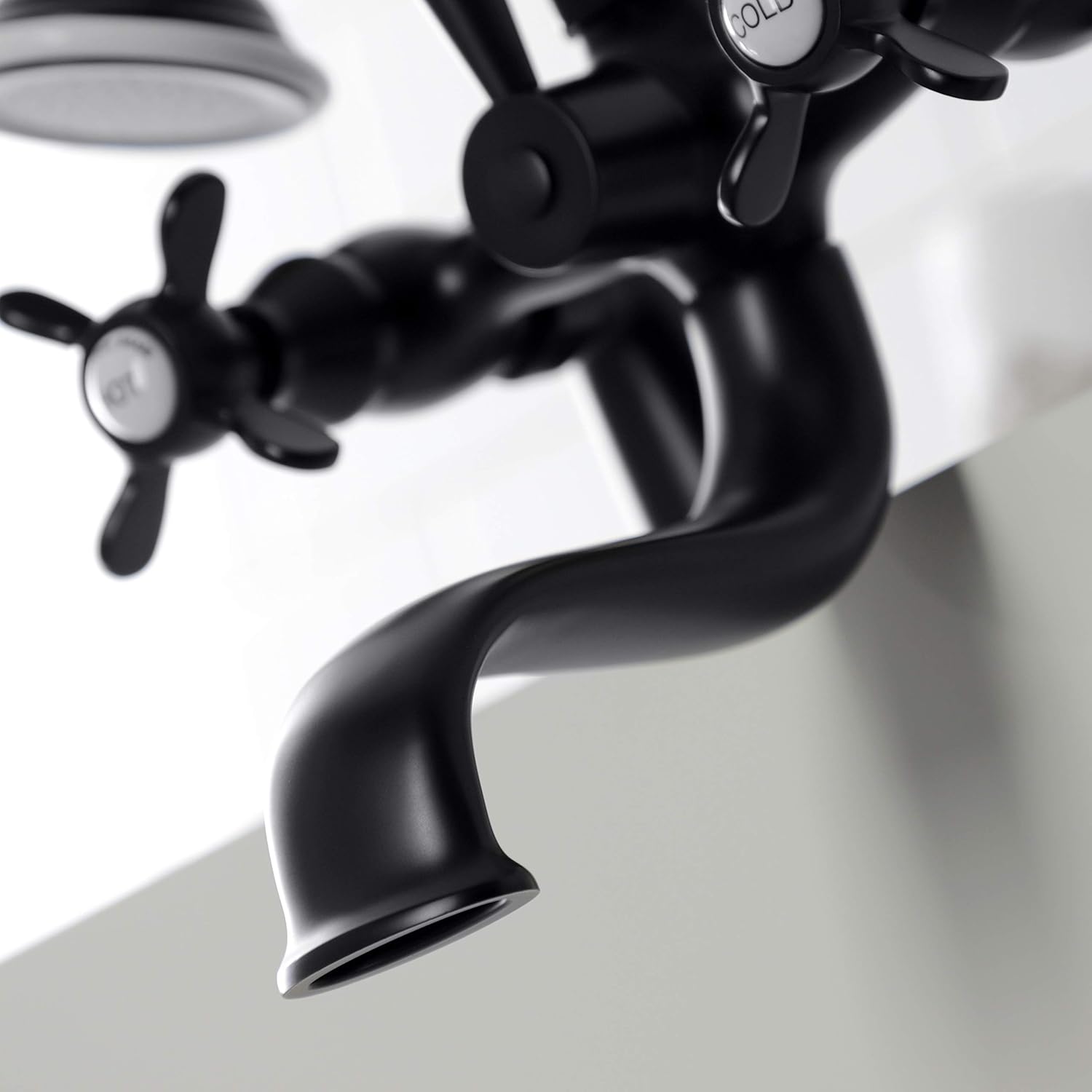 Kingston Brass KS247MB Essex Deck Mount Clawfoot Tub Faucet with Hand Shower, Matte Black