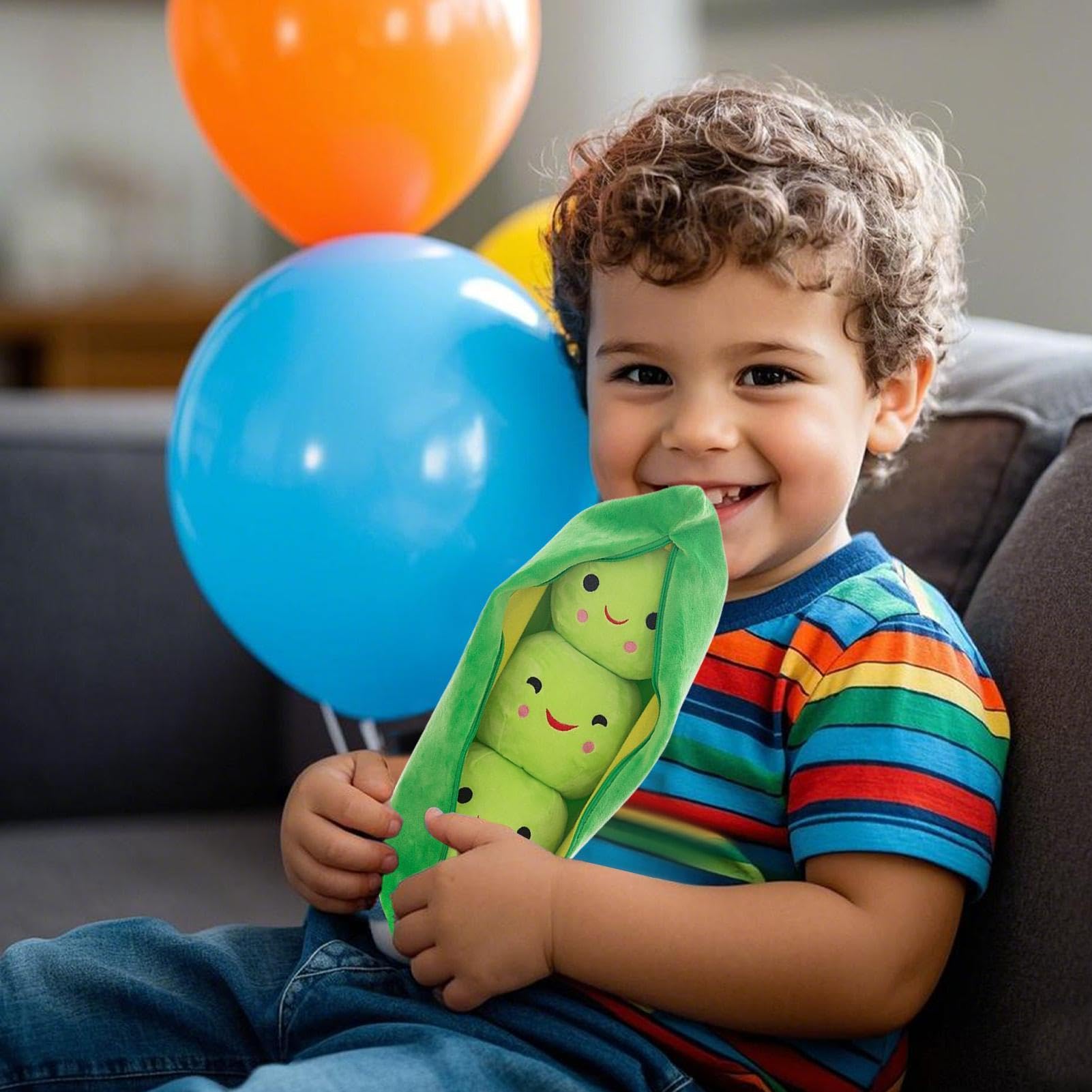 Stuffed Pea Pod 25cm/40cm 3 Peas-in-A-Pod Plush Plant-Themed Soft Figure Huggable Comfort Toy Pea Plush Soft Cuddle Doll For Room Sofa Decor Car Decoration - Image 2