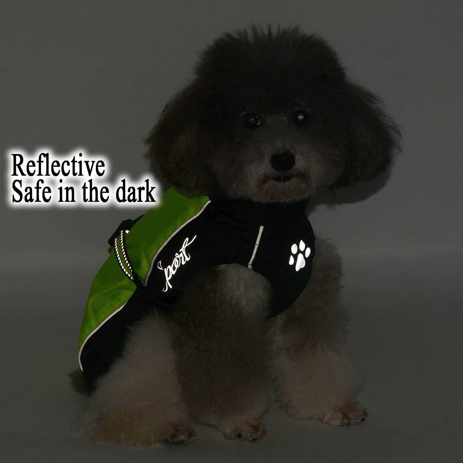 Zunea Manteau Imperméable pour Petit Chien Chat Réfléchissant Veste de sécurité Coupe-Vent Légère Doublée en Maille pour Chiot Vêtements de Chasse/Randonnée pour Les Jours Pluie Vert M