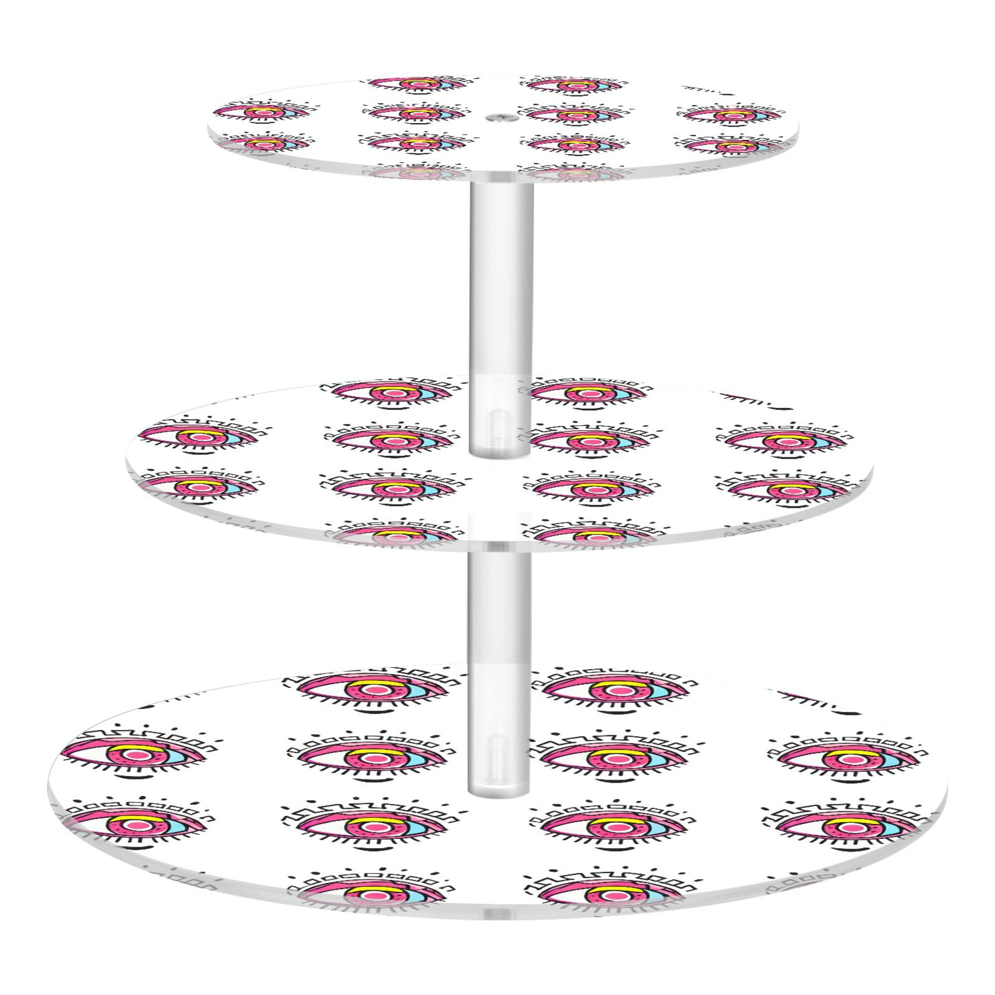 PYBUG Colorful Eyes 3 Tier Acrylic Cupcake Stands Tower,Dessert Table Display Set for Tea Party,Wedding,Birthday, Baby Shower