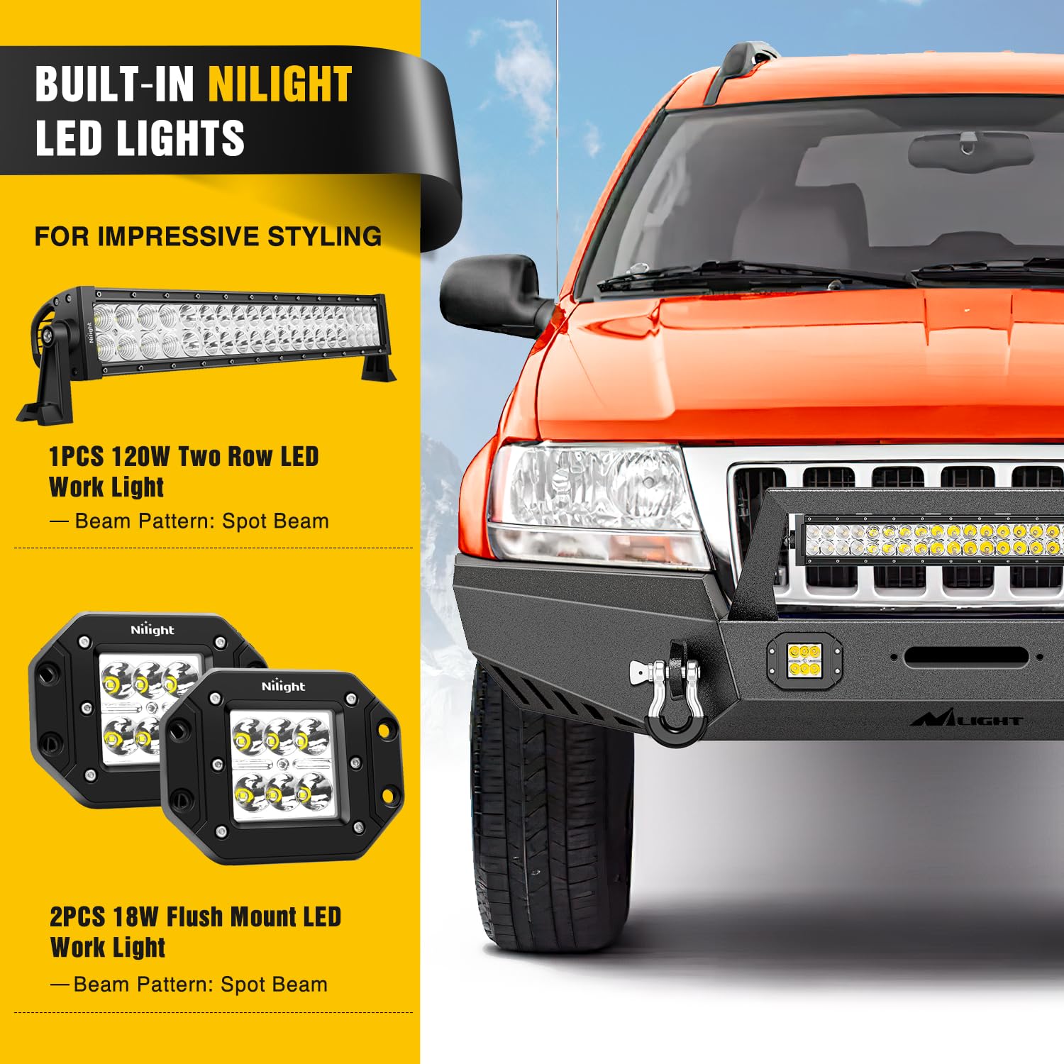 Nilight Front Bumper Compatible for 1999 2000 2001 2002 2003 2004