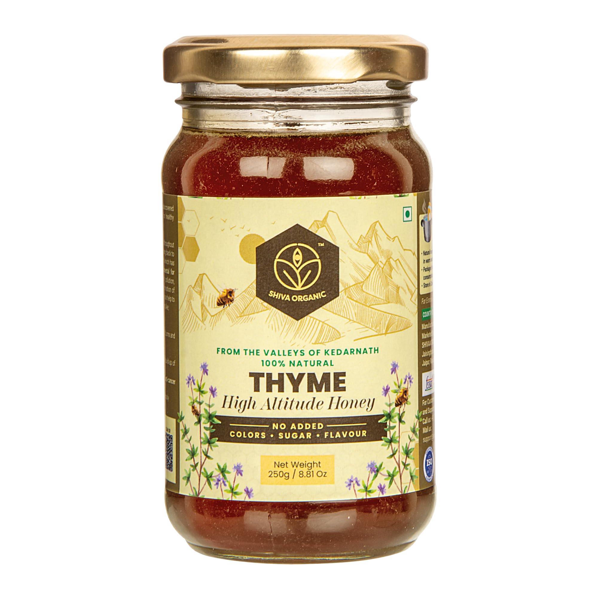 Shiva Organic Thyme honey High Altitude Himalayan Honey 250 gm Pure and Natural Honey from Himalayan range No added sugar