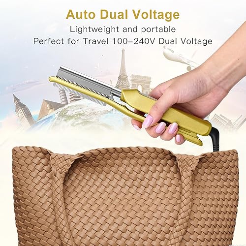 Miniatura 6 de Peine caliente eléctrico para pelucas, peine caliente de doble voltaje para cabello de mujeres negras, peine alisador prensado peines con una bolsa,