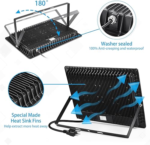 Vista 6 de Luz de inundación LED de 400 W para estadios al aire libre, equivalente a 2400 W, 50500 lúmenes, 5000 K, luz diurna blanca, súper brillante