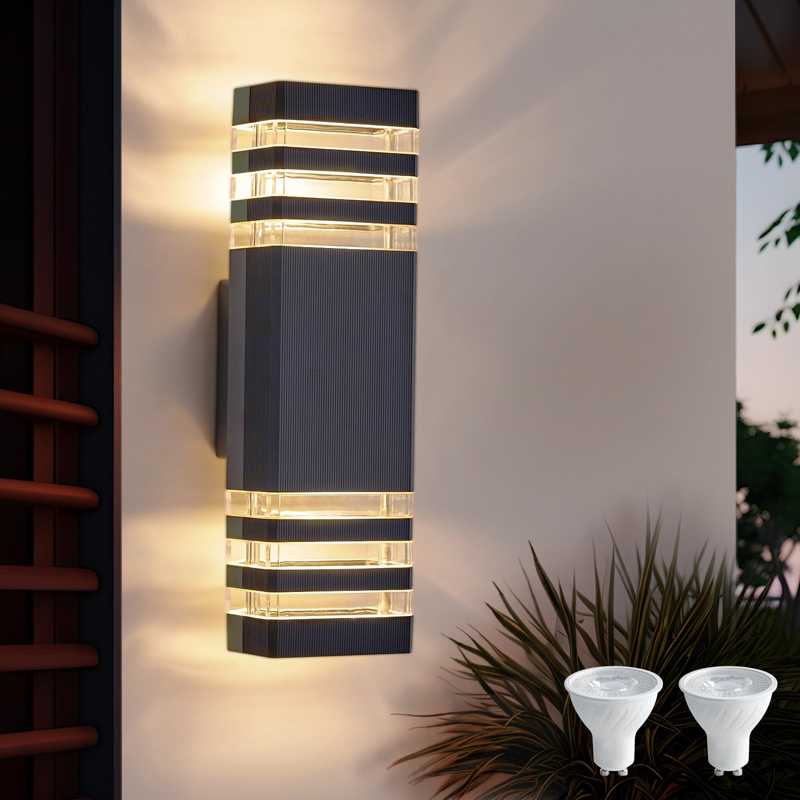 LED Aussenlampe Wand Außenleuchte Außenlampe Anthrazit, IP65 Up Down Wandleuchte aussen Wandlampe außen, GU10 3000K Aussenleuchte Ausenbeleutung Aussenbeleuchtung Hauswand Terrasse Haustür