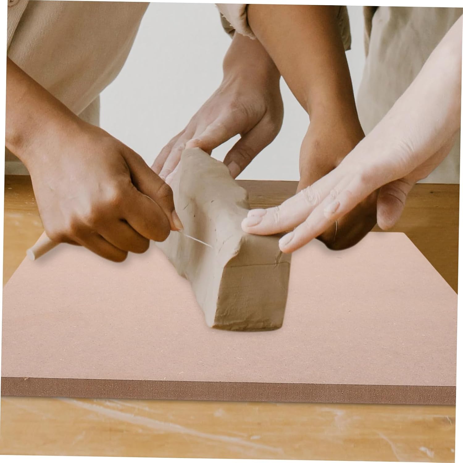 OSALADI Clay Wedging Board Wooden Square Clay Sculpting Board Ceramic Art Drying Fiberboard for Ceramic Artists and Sculptors 30cm