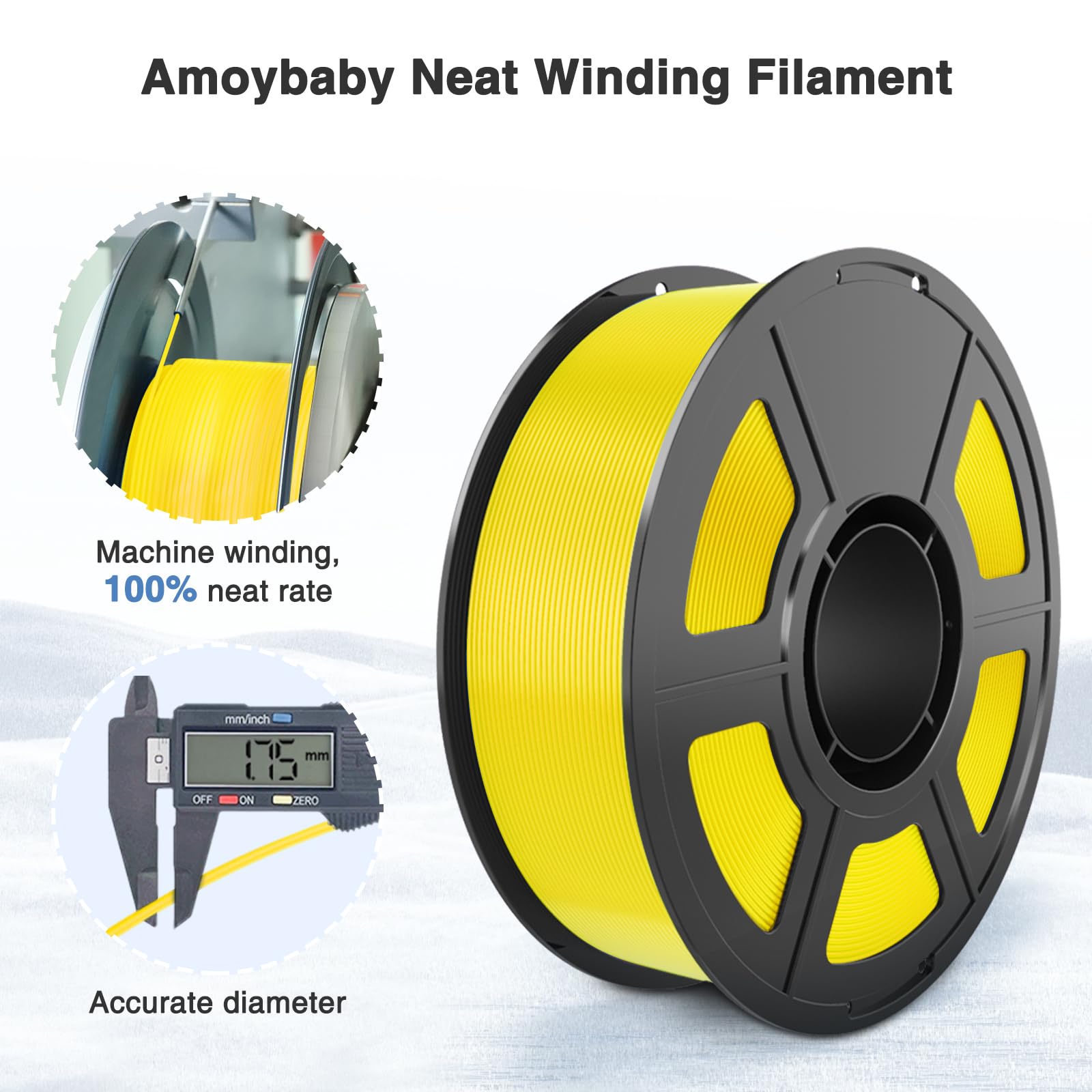 Filamento Pla de seda amarilla de 1,75 mm, 1 kg, precisión dimensional de alta precisión +/- 0,03 mm, materiales de impresión 3D de alta resistencia y sin enredos para la mayoría de