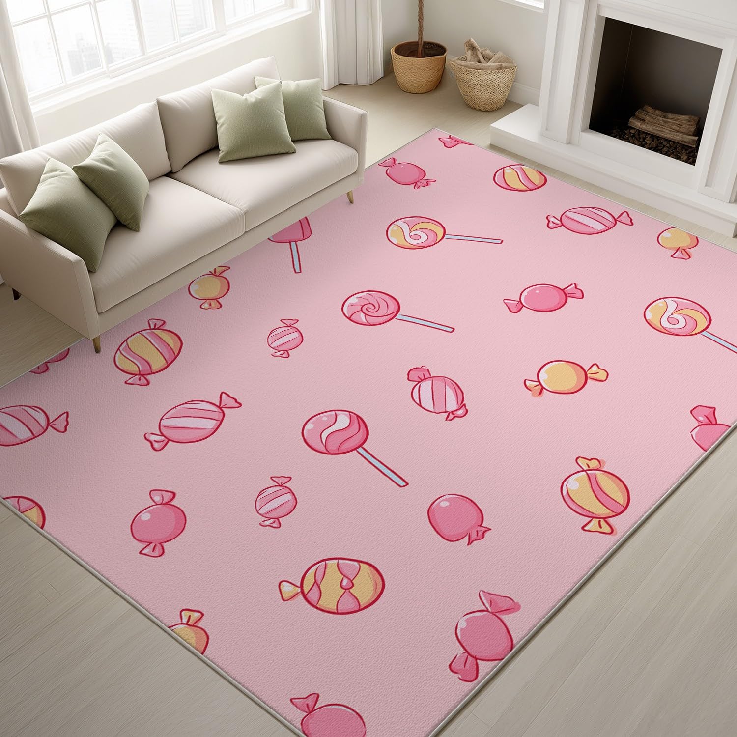 Genérico Dywan do salonu, sypialni, kuchni – 140 x 200 cm, z mikrofibry, przytulny, miękki z krótkim włosiem, antypoślizgowy, można prać w pralce, różowy, kreskówkowy słodki