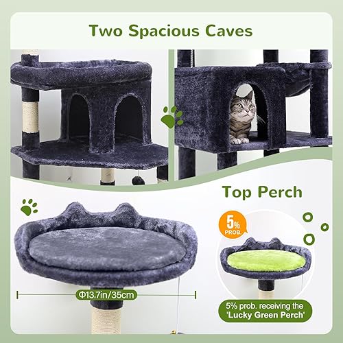 Miniatura 4 de Globlazer Árboles resistentes para gatos grandes, árbol de gato Maine Coon resistente de 72 pulgadas para gatos grandes, 20 libras + torre para