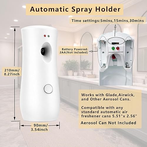 Miniatura 16 de Dispensador automático de ambientador en aerosol (paquete de 2), máquinas de aromaterapia ajustables de pie o montado en la pared para el hogar