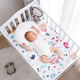 PHF 3 Pack Soft Mini Crib Sheets, Mermaid Silky Pack N Play Sheets for Baby Boys Girls, Universal Fit for Pack N Play, Playard, Portable and Mini Crib Mattresses, Mermaid