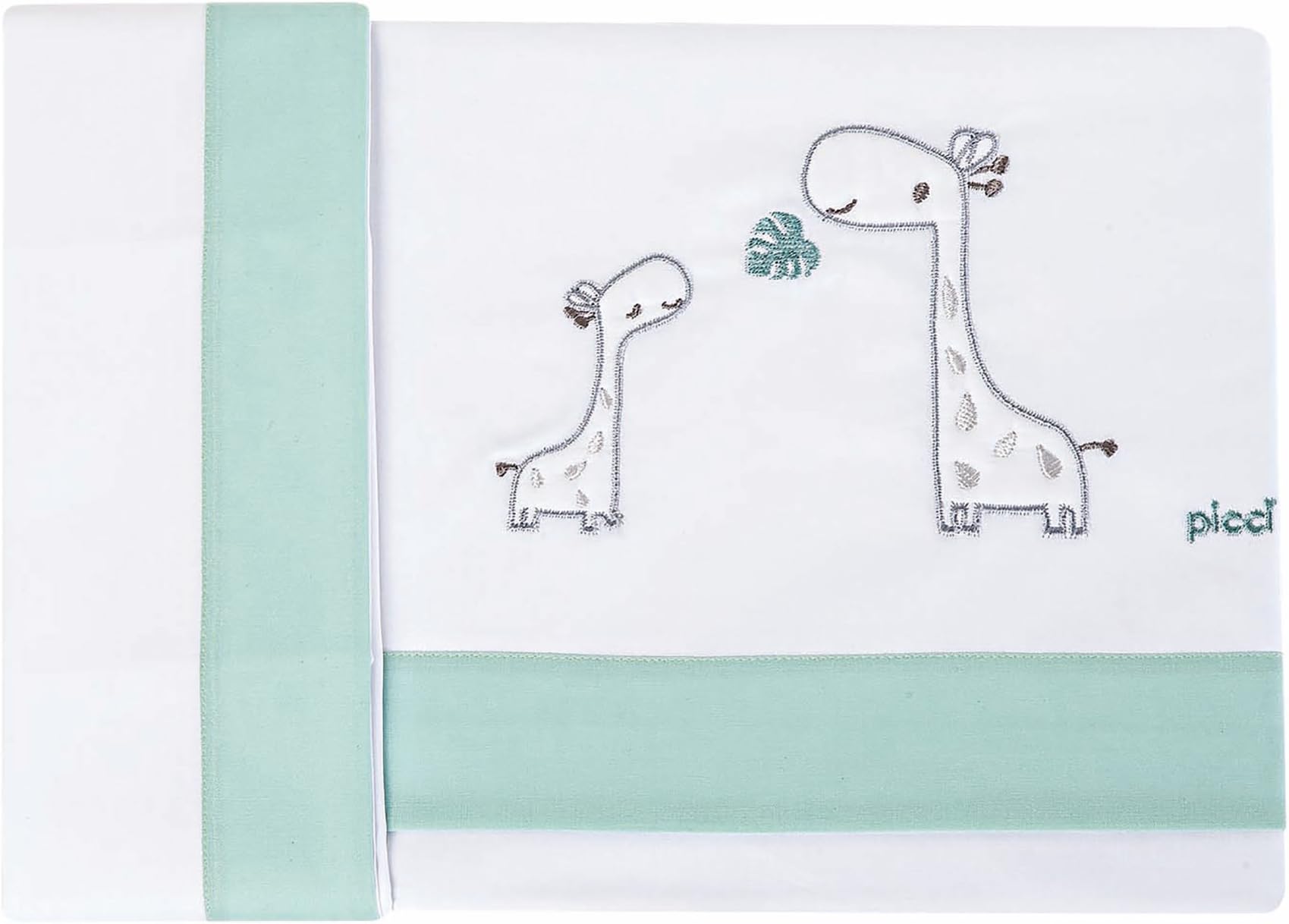 Picci Coordinated Bed Linens for Crib giraffes Sea green Nina