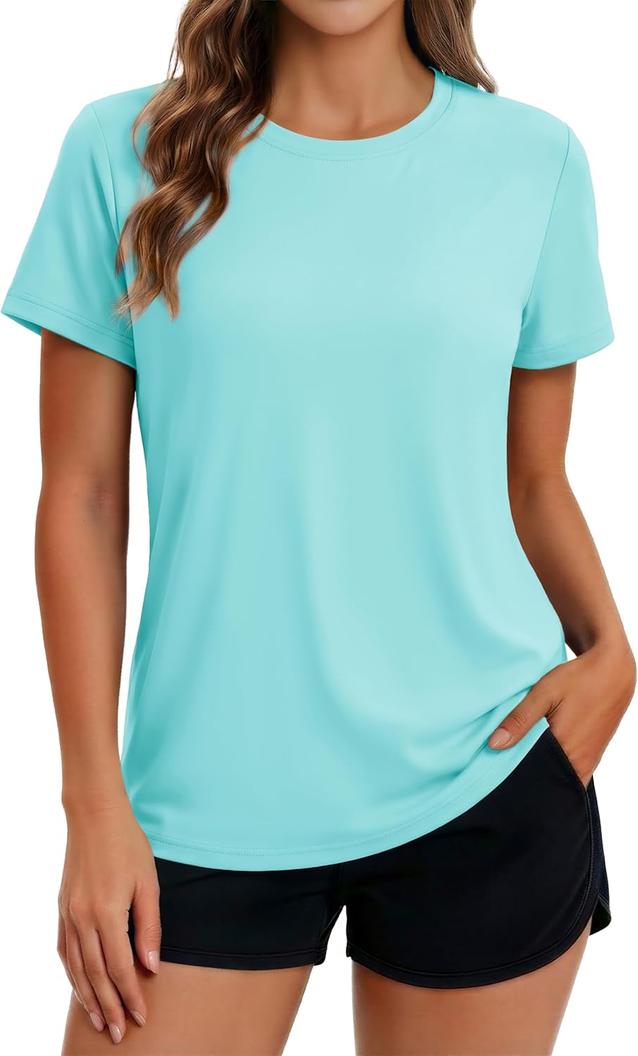 MAGCOMSEN Womens Workout Tops Short Sleeve UPF 50+ Shirts Quick Dry Loose Sun Shirts for Gym Hiking Running