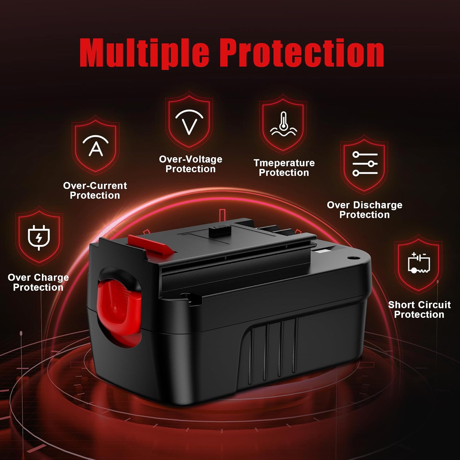 2Pack Upgraded 5000mAh Ni-Mh Replacement for Black and Decker 18V Battery Compatible with Black and Decker 18 Volt HPB18 HPB18-OPE 244760-00 A1718 FS18FL FSB18 Firestorm Cordless Tools