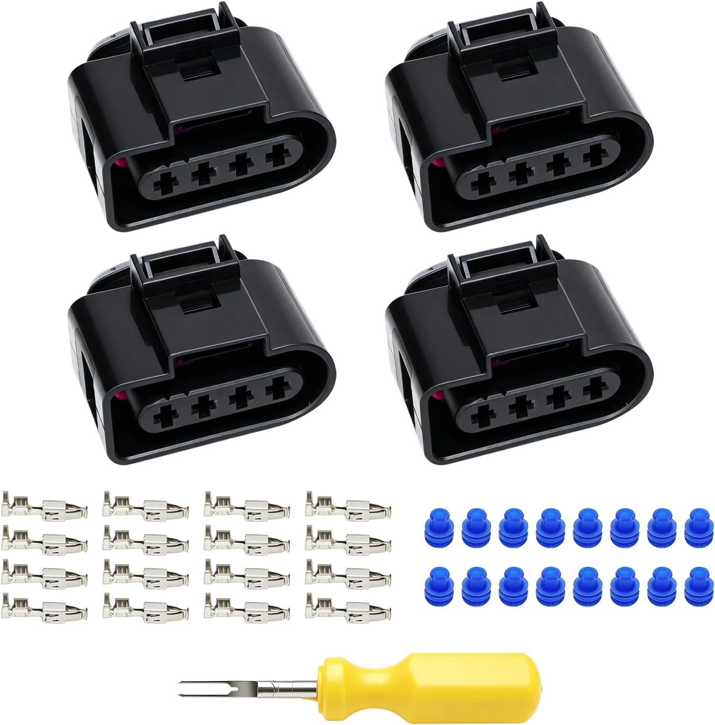 4Pcs Ignition Coil Connector Plug Wiring Repair Kit Compatible with Audi A3 A4 A5 A6 Q5 TT 2005-2016 Volkswagen VW Beetle Jetta Passat Golf GTI CC Eos 2006-2016 L4 1.8L 2.0L