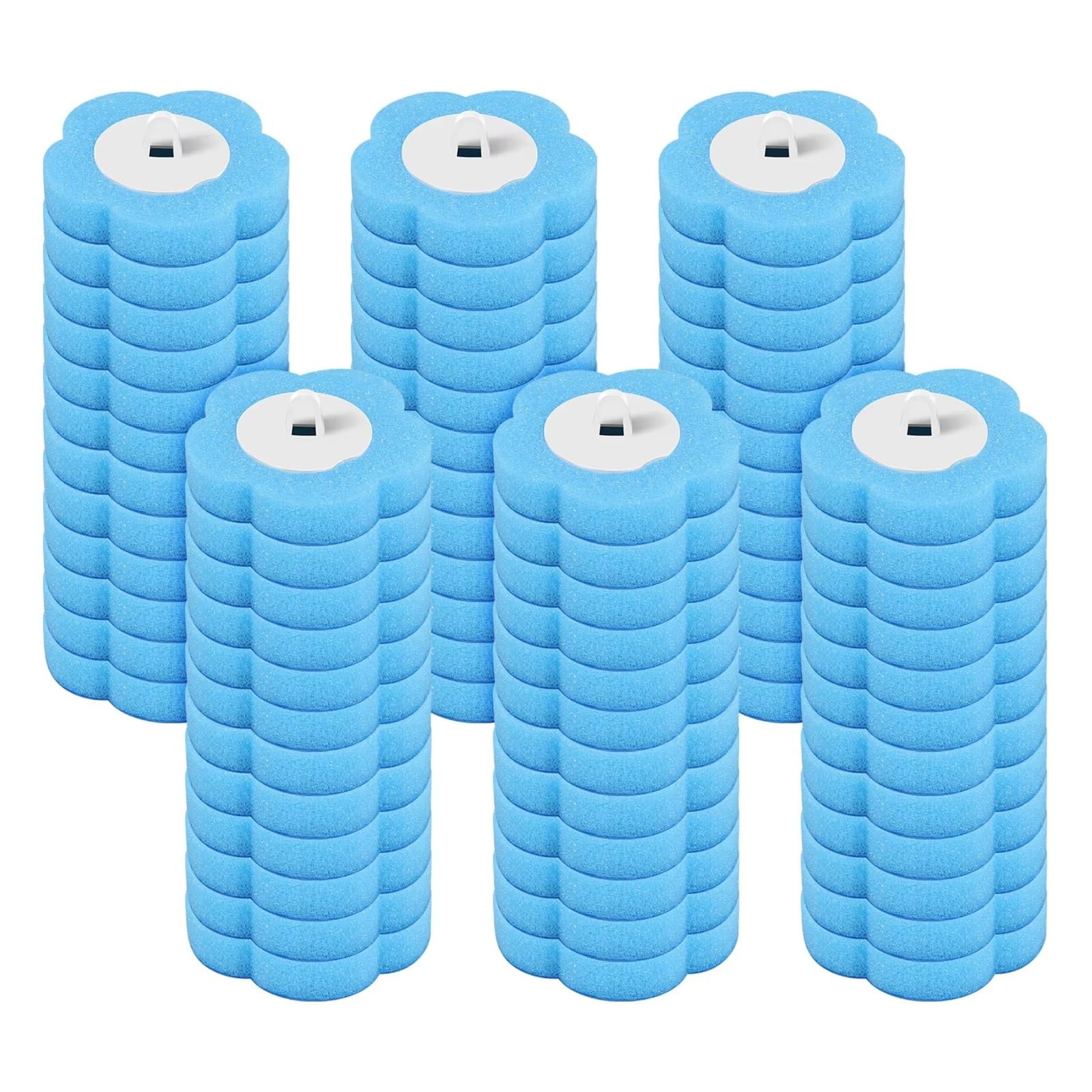 Generisch WC-Bürstengarnitur mit langem Griff und Einweg-Ersatzköpfen, hygienisches Badezimmer-Reinigungswerkzeug-Set, WC-Zubehör(Blue 72PCS)