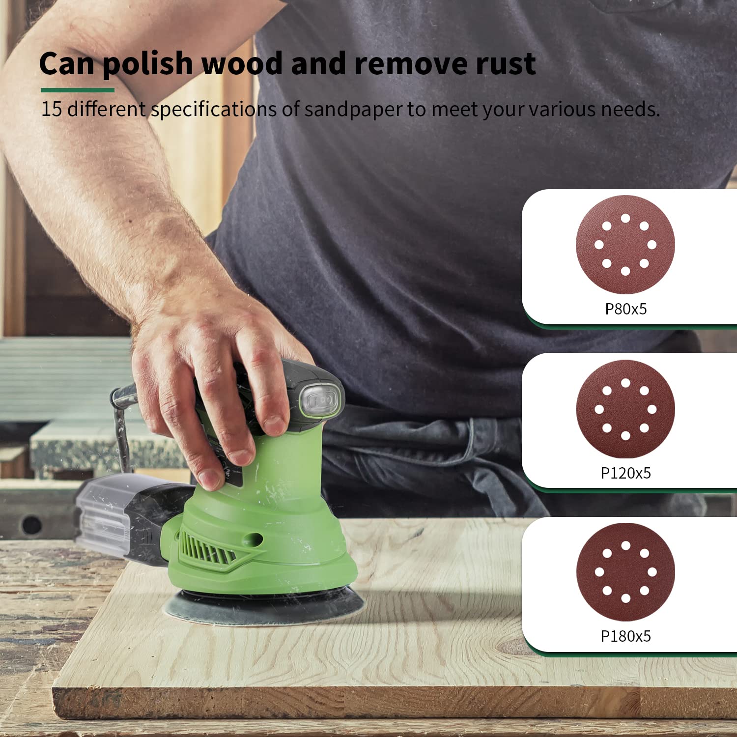 Levigatrice Orbitale 150 Mm - 6 Velocità, 10000 RPM, Con Dischi Abrasivi - Foto 7