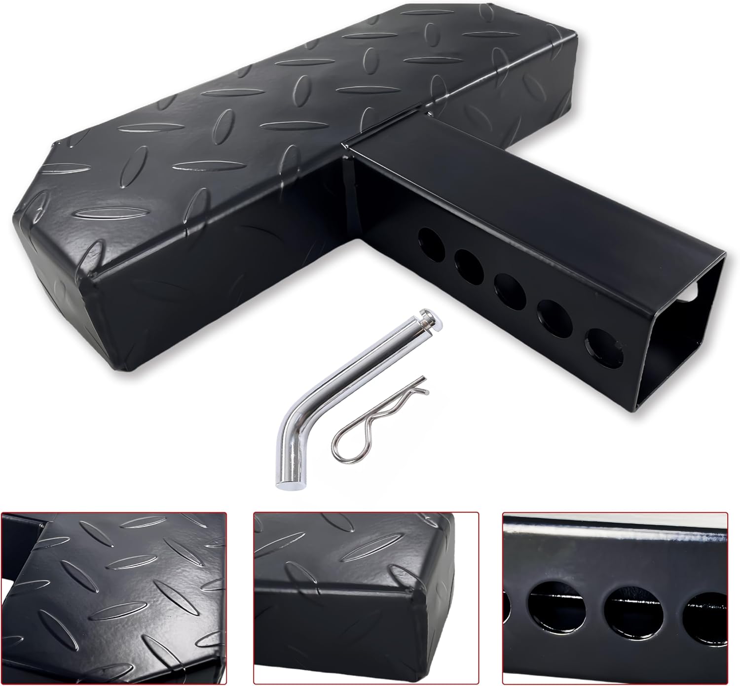 Fanchants Hitch Step for 2 Inch Receiver - Rust Free Powder Coated Steel Construction - Hitch Mount Bump Step for RV, SUV, Truck, Flatbed Camper - Includes Hitch Pin - Trailer Hitch Step (Small Size)