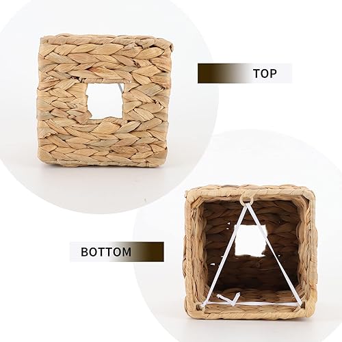Miniatura 6 de YRMT - Funda para caja de pañuelos de jacinto de agua, tejido de mimbre, cuadrado, para decoración de servilletas, organizador para encimera de 5 x