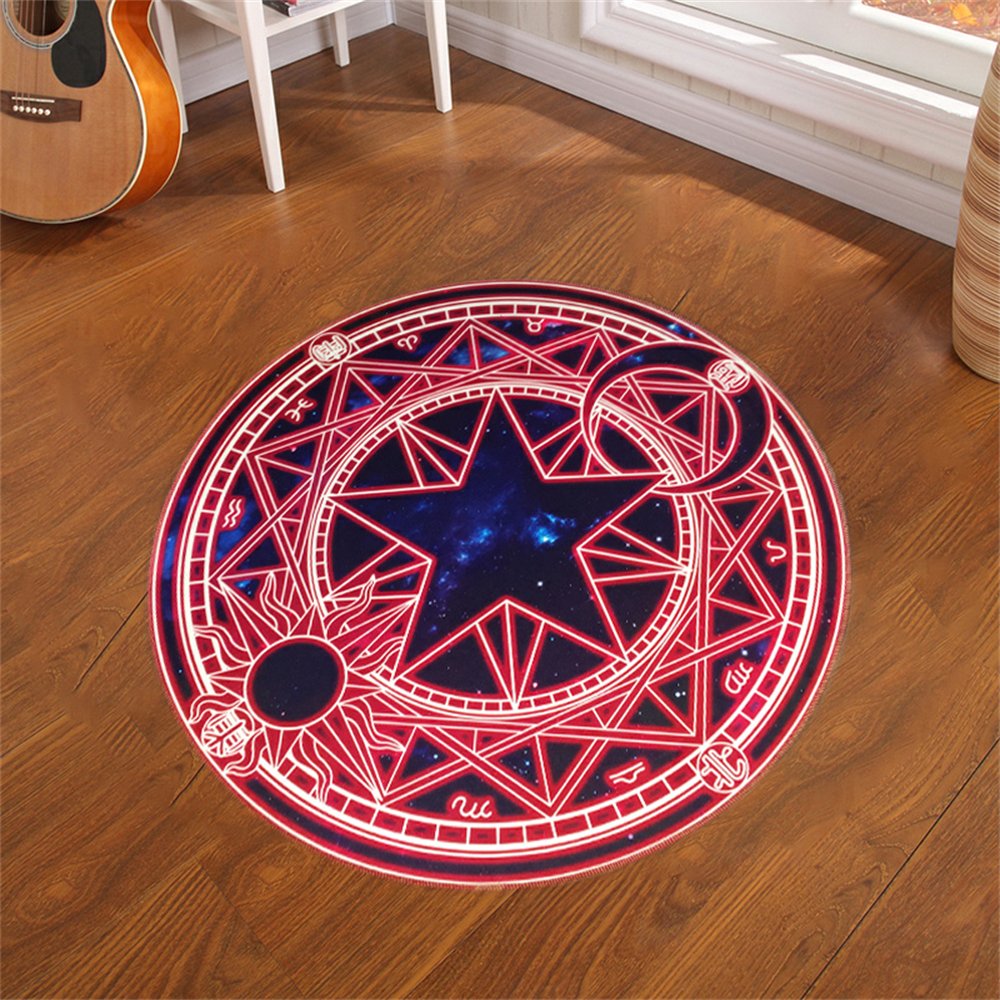Amazon.co.jp: 円形 可愛い ラグマット 防ダニ 魔法陣 洗える カラフル