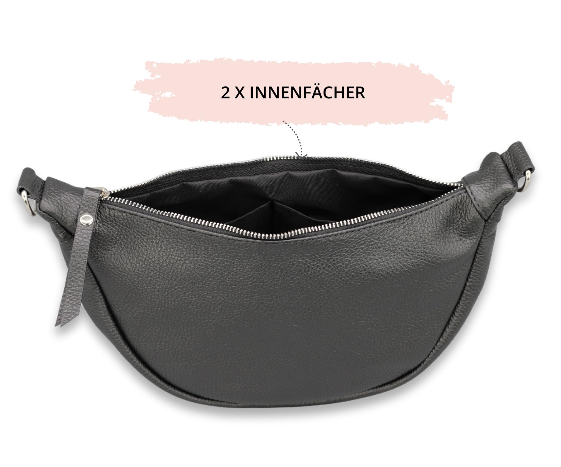Brise Art PETRA Damen Moon Bag Echtleder Handgefertigt Halbmond Tasche