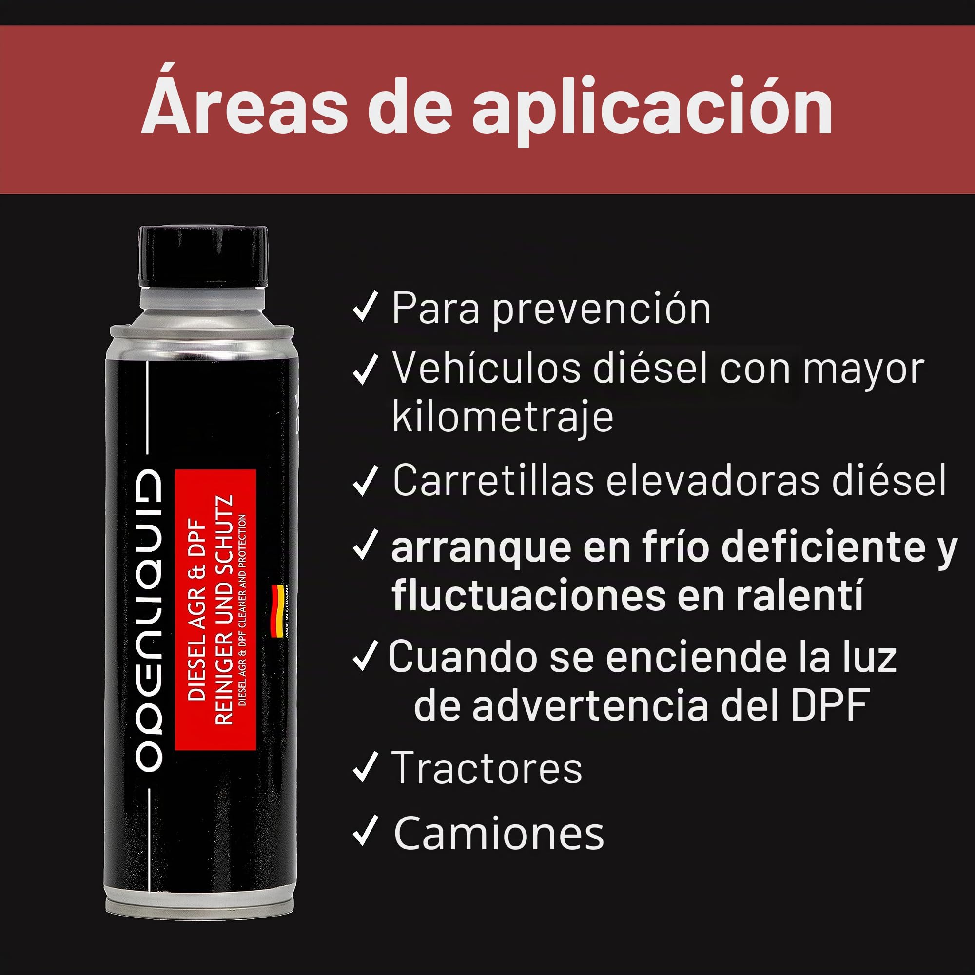 Limpiador y protector de AGR y DPF de diésel - Aditivo para diésel - Auto - Limpiador de filtro de partículas de diésel y AGR - reduce la formación de hollín, disuelve depósitos (6X 300 ml)