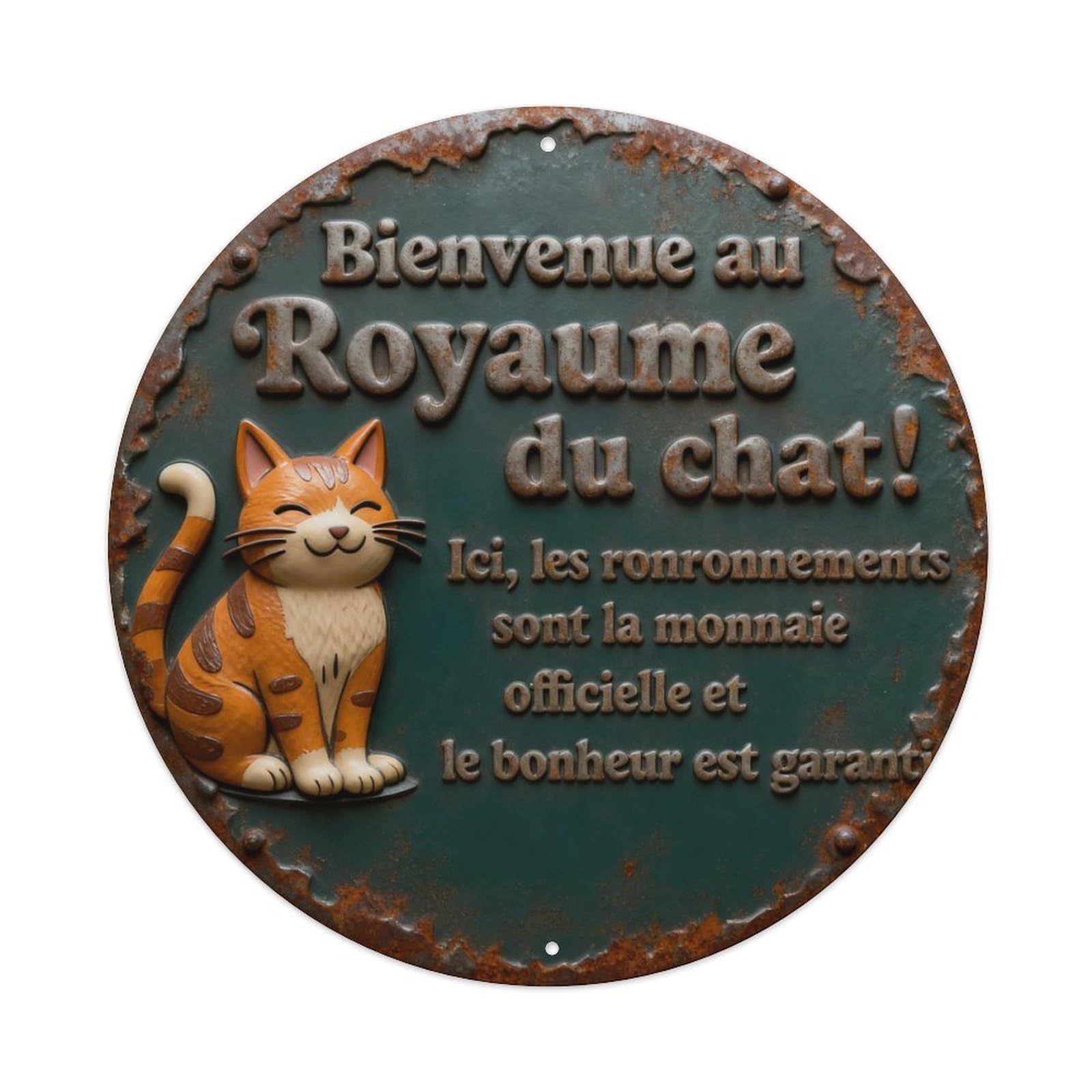Zlatcbu Vintage Welcome To The Kingdom Of The Cat Metal Tin Sign Retro Wall Art Poster, Decor For Home Living Room Bar Cafe Garage, 8X8 Inch