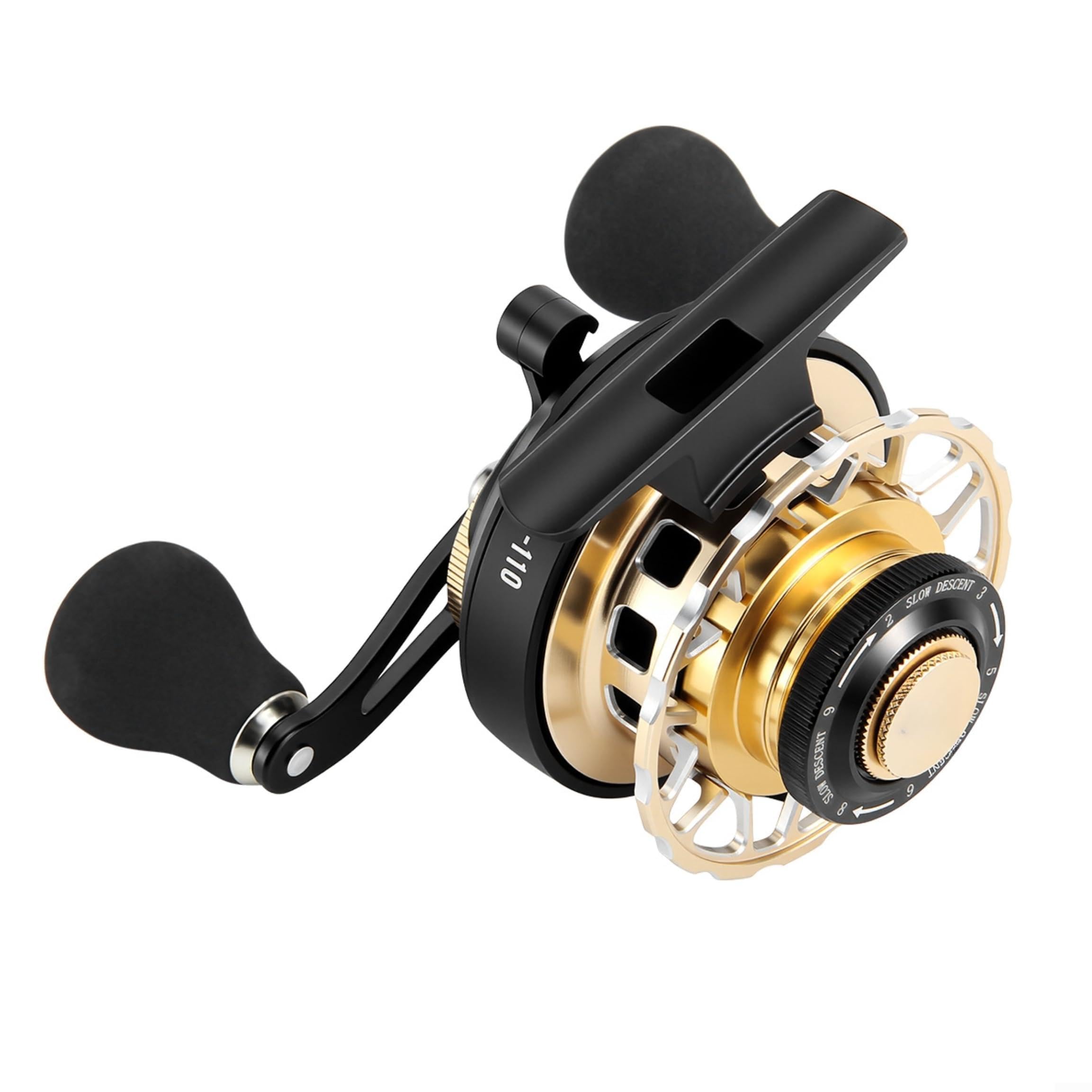 Mulinello da pesca a zattera, bobina in metallo, 6 kg, freno one-touch | Freno magnetico one-touch, rilascio della linea liscia, bobina in metallo, potenza di resistenza 6 kg