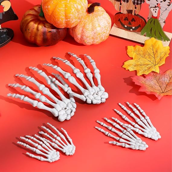 FOMIYES Halloween Skeleton Life Size 3Pairs Halloween Skeleton Hand, Looking Plastic Hands for Themed Party Decoration Props, Scary Props Decorations