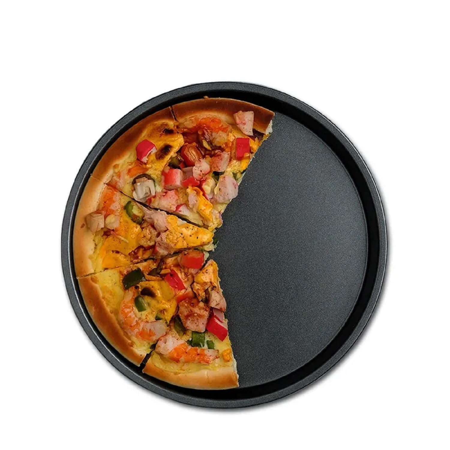 Big Box 24CM Nonstick Pizza Tray | Non-Stick Bakeware | Round Shape Plate Cake Pan Baking Mould | Used in Serving Microwave Oven Tools | Black (24 cm)-image-30