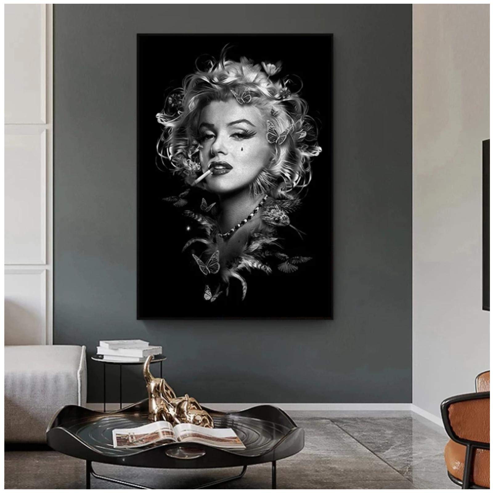 ZXYFBH Wall Art Black and White Marilyn Monroe Smoking