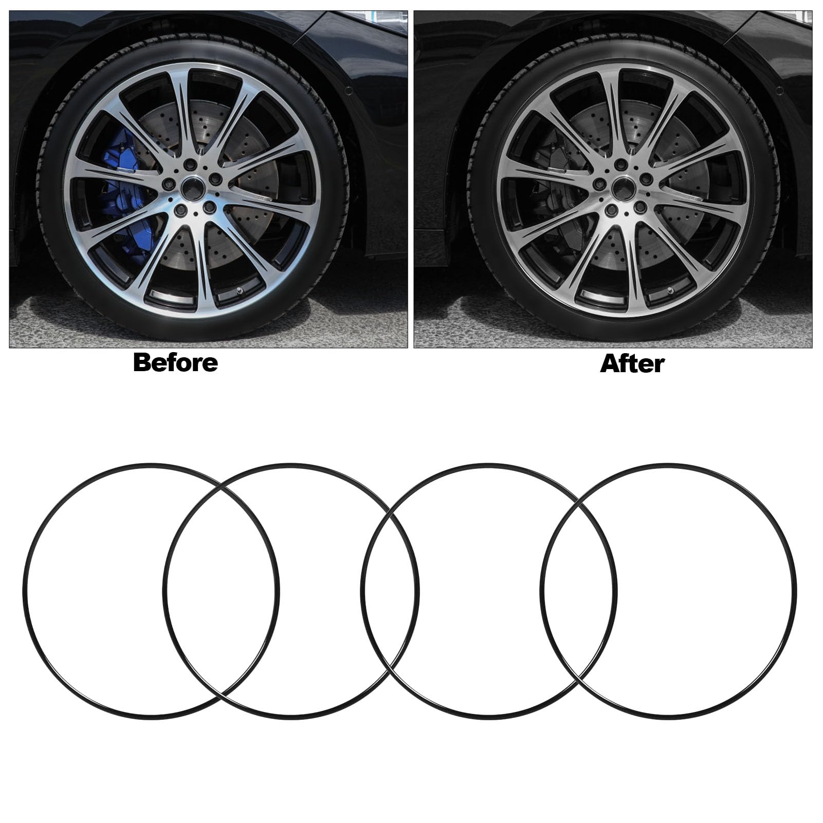 Naroote Protecteur de Jante, Protecteurs de Roue Protecteur de Roue de Jante ABS avec 4 Pièces pour Moyeu de Roue de Voiture 19 Pouces (Black)