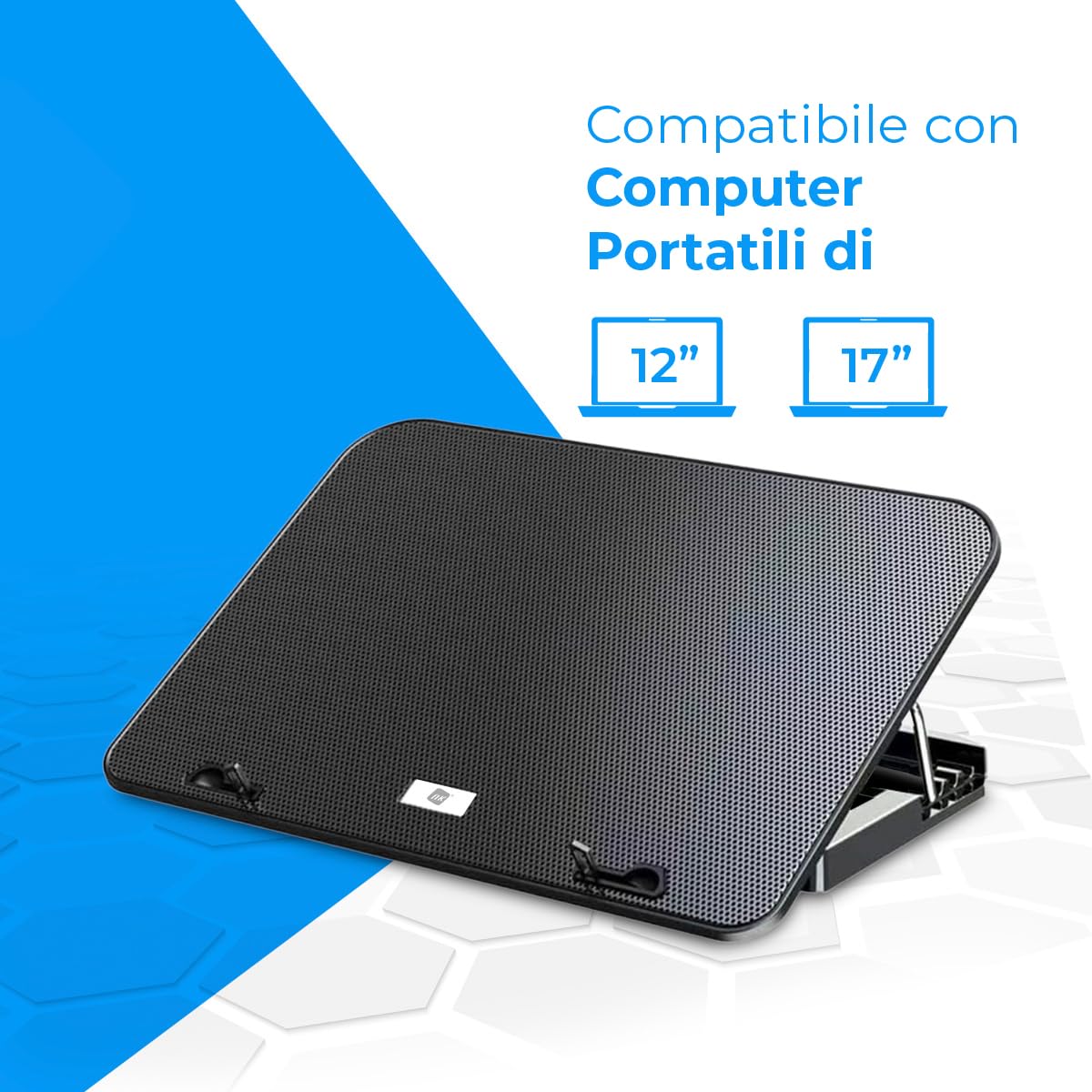 NK Base di raffreddamento per laptop con 6 ventole silenziose, 5 supporti regolabili, 2 porte USB