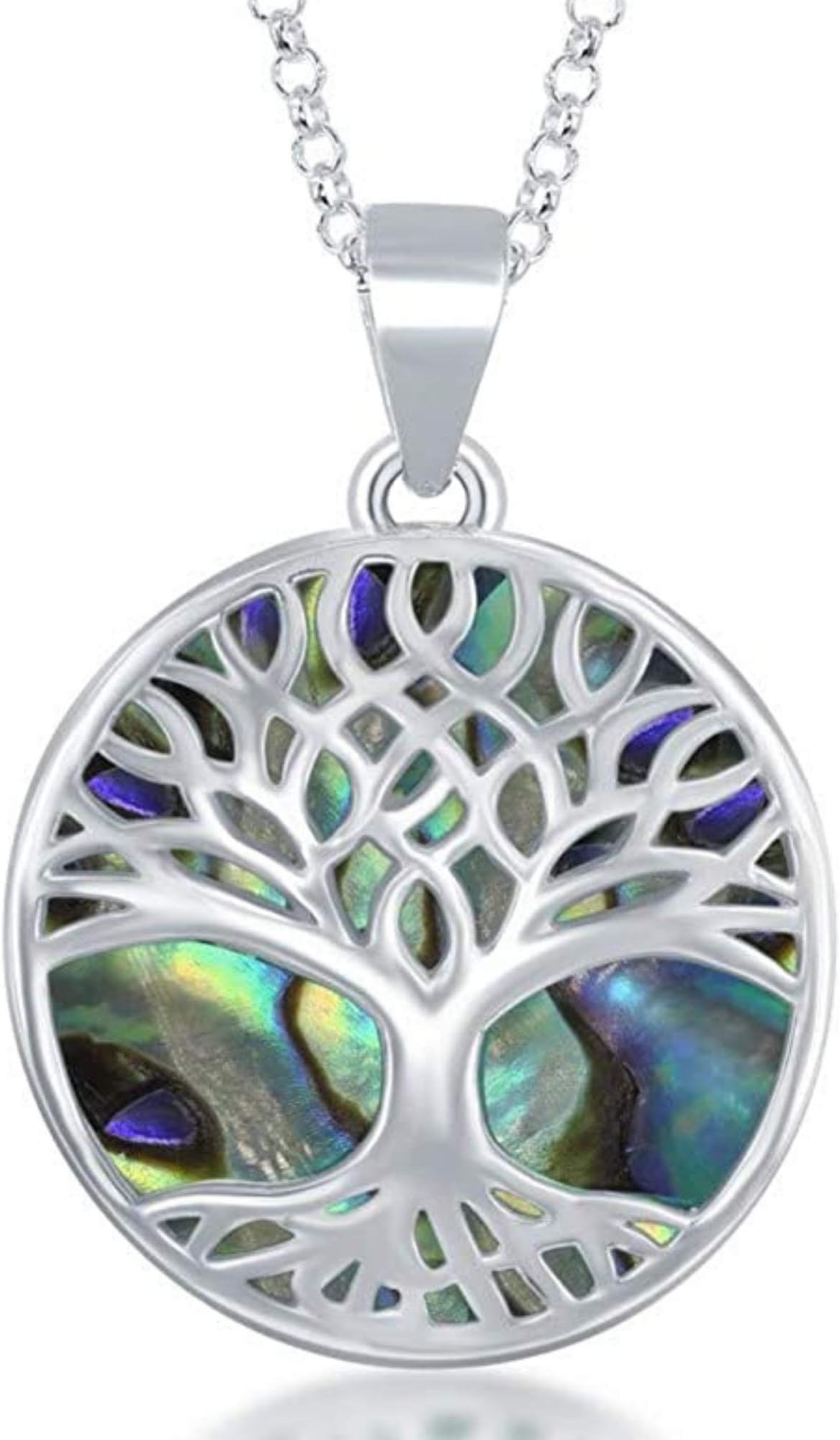 Sterling Silver Tree of Life Necklace for Women - Natural Abalone or Turquoise Jewelry - Family Tree Pendant Necklace for Mom - Jewelry for Her - Unique Gift for Women, shell