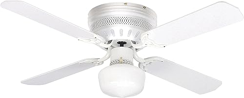 Litex CC42WW4L Celeste Collection Ventilador de techo de 42 pulgadas con cinco cuchillas reversibles blanco/blanqueado y kit de luz individual con