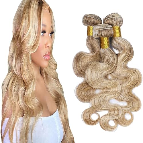 Dokksiiia Blonde Ombre Human Hair Bundles P27/613, 26/28/30 Inch