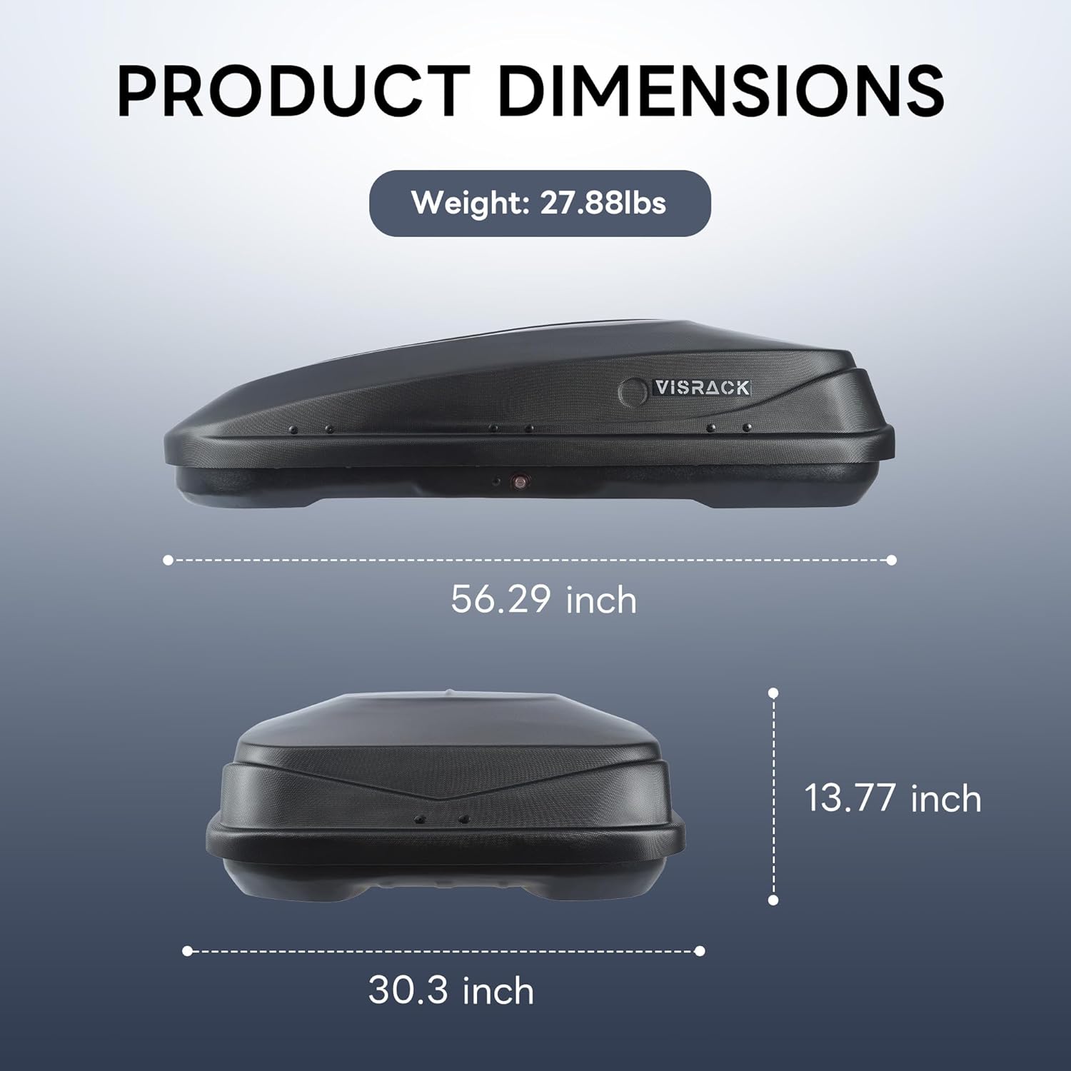 Rooftop Cargo Carrier, Hard Shell Roof Box 56'' x 30'' x 13.7'', 13 Cubic Feet with Security Locks Dual Side Opening -Free Installation Fits 3” Wide Cross Bars for Cars, SUVs, Truck, Diamond Black