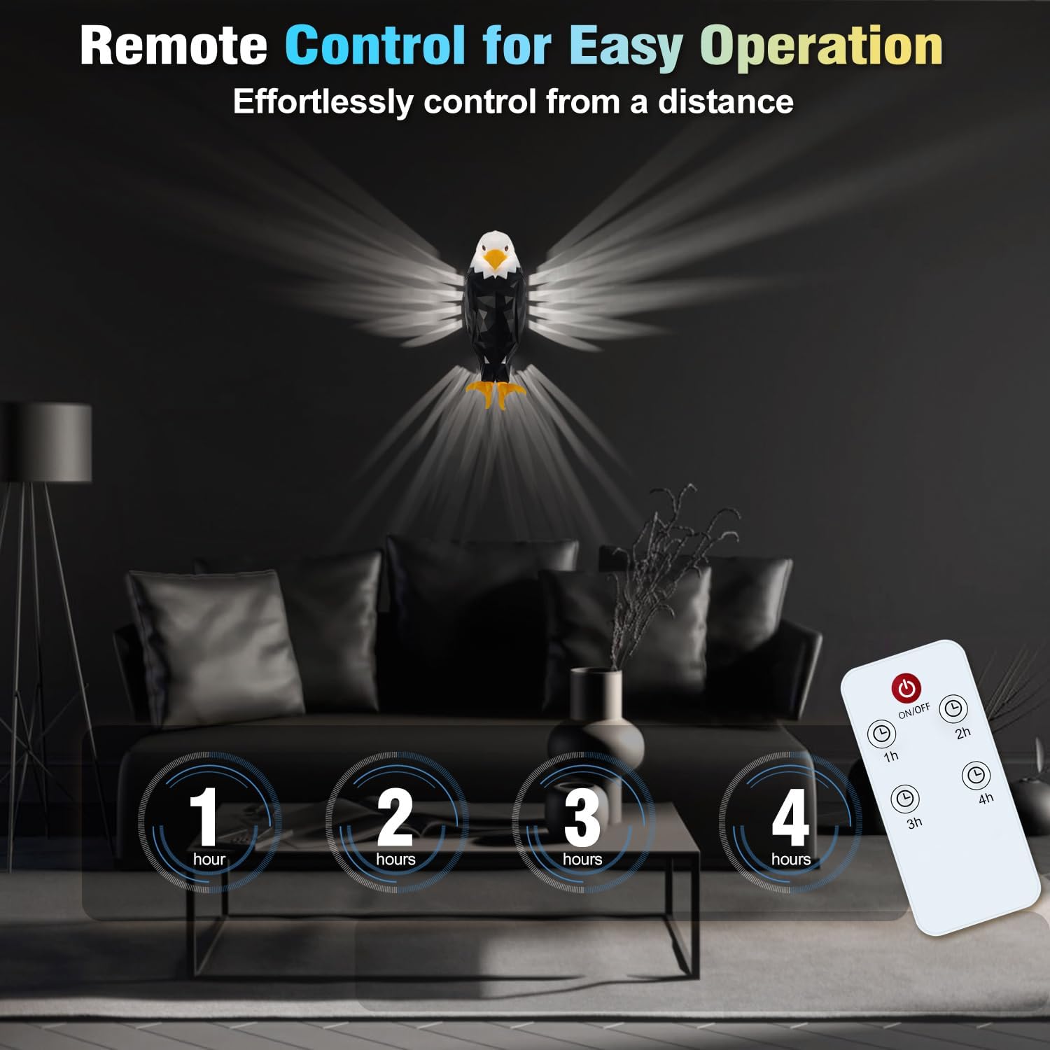 Bald Eagle Wall Light,with Remote Control,Magnetic Wall Mounted Lamp with Timer Function,Ideal for Bedroom Wall Lights and Indoor Lighting,Creative Wall Lights Solution for Kids Room and Home Decor