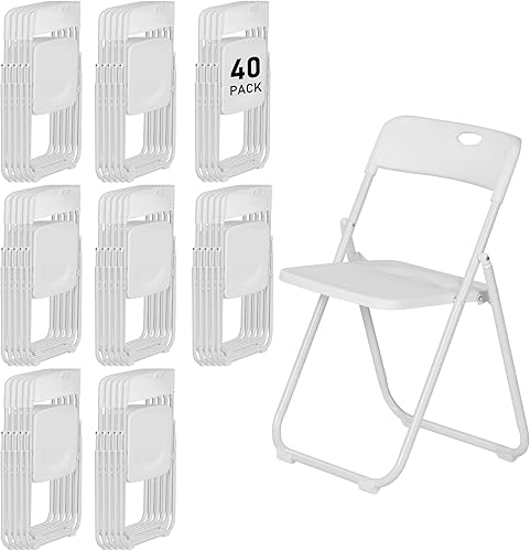 Miniatura 18 de Paquete de 10 sillas plegables de plástico negro, silla plegable ligera con capacidad de 350 libras, marco de metal fácil de plegar y almacenar,