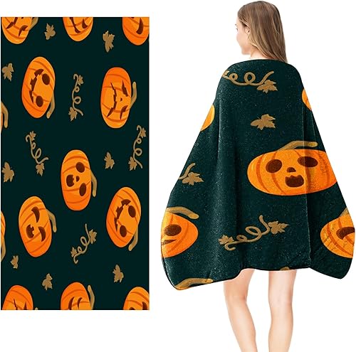 Miniatura 5 de Toallas de calabaza de Halloween para adultos, toallas de playa grandes de microfibra de secado rápido, suaves y absorbentes, 29 x 59 pulgadas,