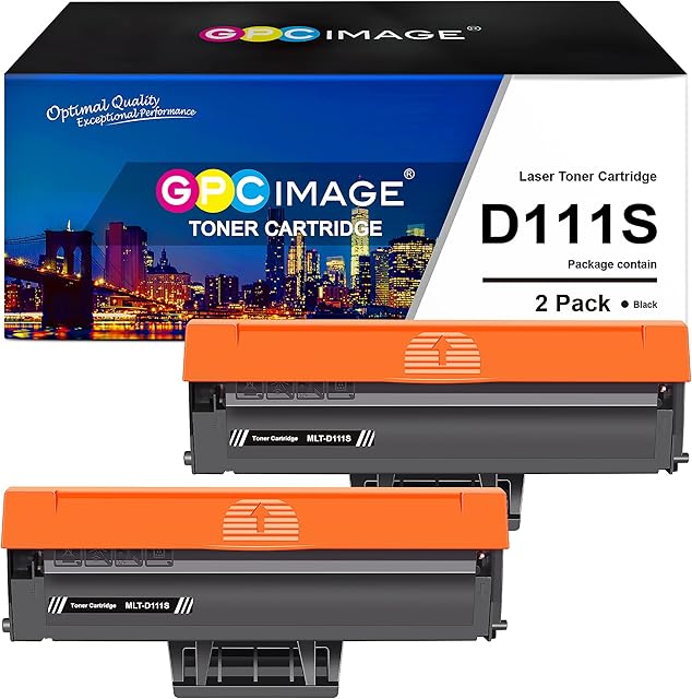 GPC Image D111L D111S Compatible Toner Cartridges Replacement for Samsung MLT-D111S MLTD111S for Xpress M2026 M2026W M2020 M2020W M2022 M2022W M2021 M2021W M2078W M2070 M2070W M2070FW (Black, 2-Pack)