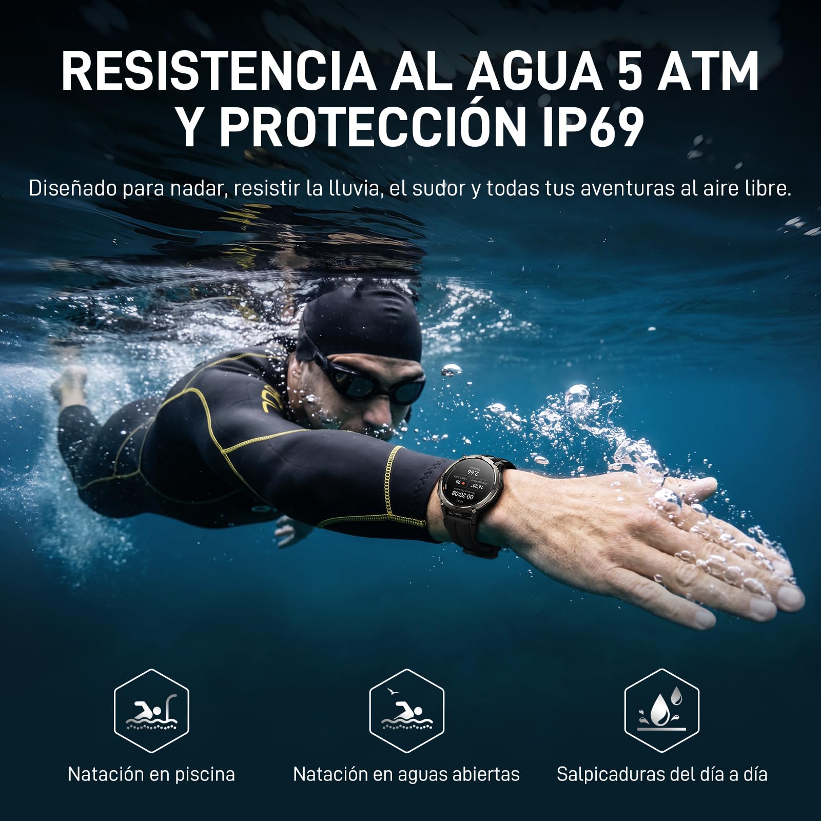 KOSPET Orb 2 Reloj Inteligente Hombre y Mujer, GPS Doble Banda,5 ATM e IP69 | Smartwatch Militar AMOLED 1.43",16 Días Batería, Linterna LED, 170+ Deportes, Ritmo Cardíaco y Sueño para Android iPhone
