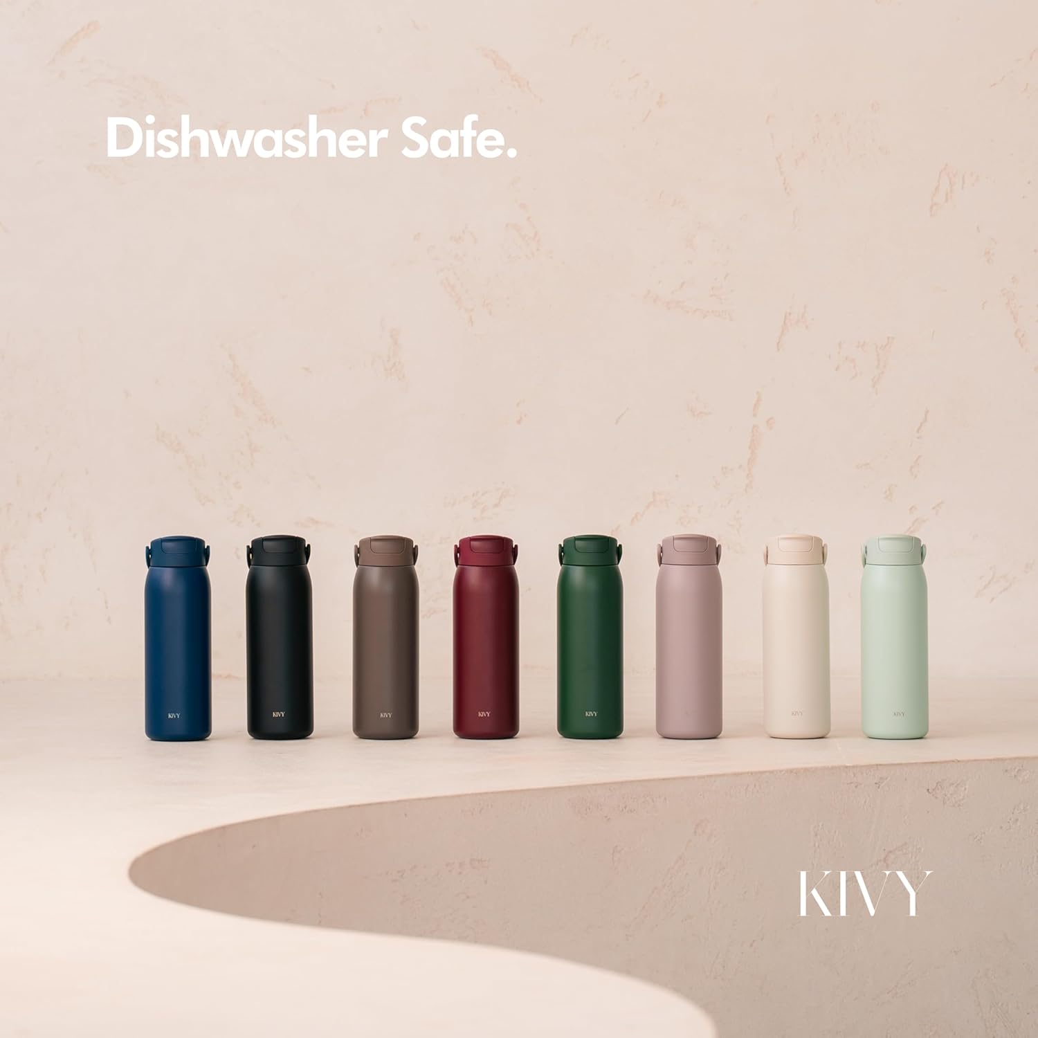 KIVY Stainless Steel Water Bottle With Straw 32oz - 24h Cold | 12h Hot - Leakproof & Dishwasher Safe - Insulated Water Bottle 32oz Sport - Thermo Flask Drinking Bottle - Stainless Steel Bottle