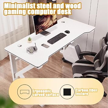 Ergonomic Gaming Desk - Modern Computer Desk for Bedroom & Office, Stylish Gamer Workstation, Corner PC Laptop Table (Walnut, 100cm/39.3in)