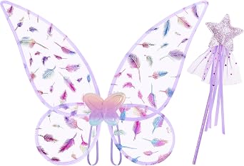 Fairy Wings for Girls, Princess Butterfly Wings with Fairy Wand Angel Wing for Halloween Cosplay Dress Up