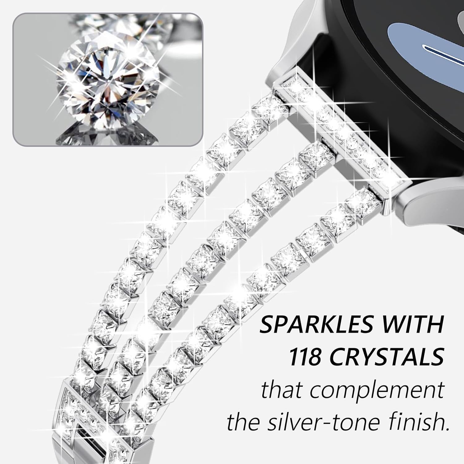 FULLIFE Compatible with Samsung Galaxy Watch 7 6 5 4 FE Band 40mm 44mm for Women, Jewelry Metal Wristband Strap for Galaxy Watch 6 Classic 4 Classic 5 Pro 43mm 47mm 42mm 46mm 45mm 20mm - Image 3