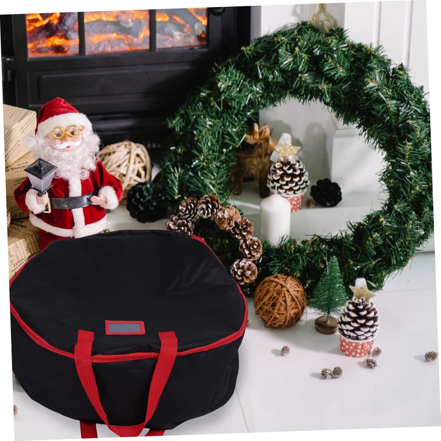 Xmas Wreath Storage Bag Round Design Large Capacity Christmas Wreath Organizer for Festive Decor
