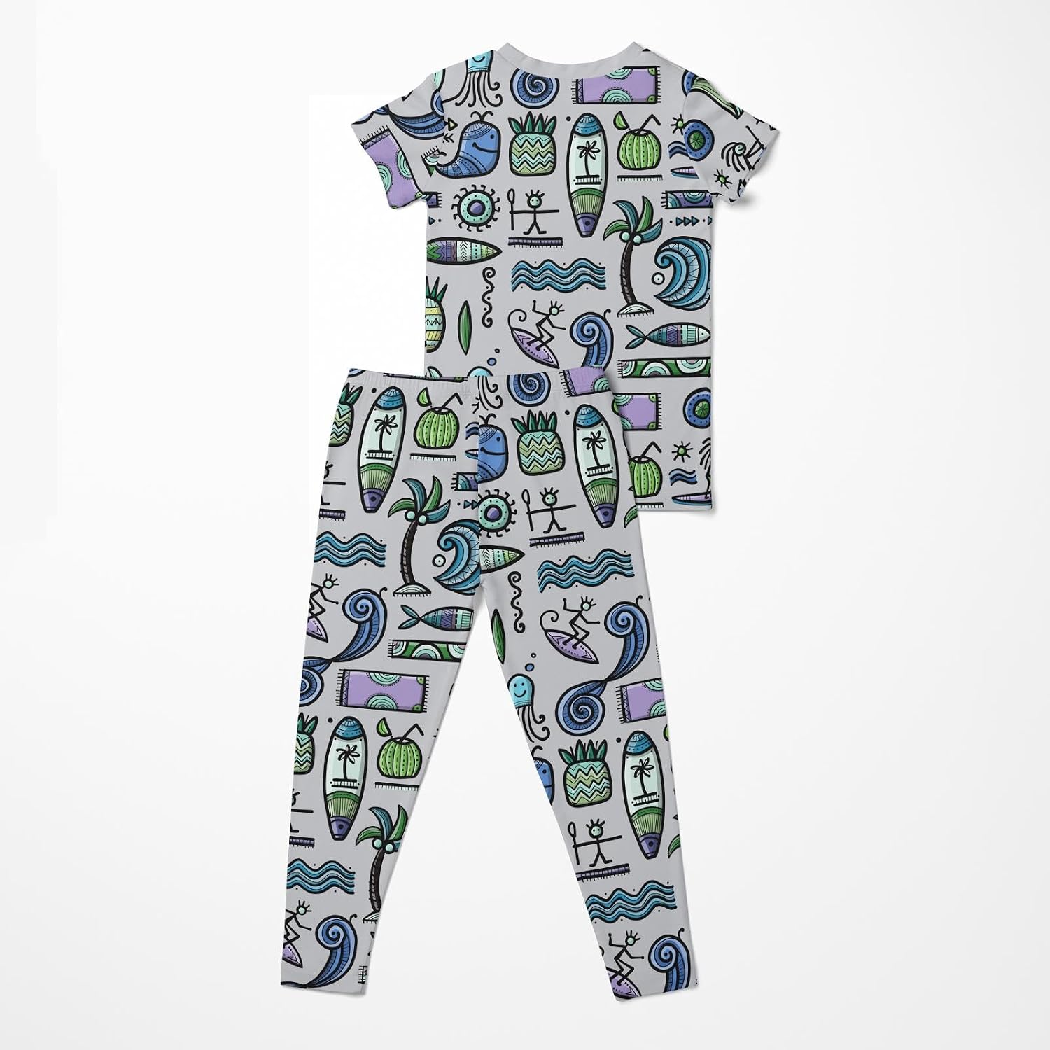 Kic Kee Pants unisex-child Print Short Sleeve Pajama Set (Toddler/Little Kid/Big Kid)