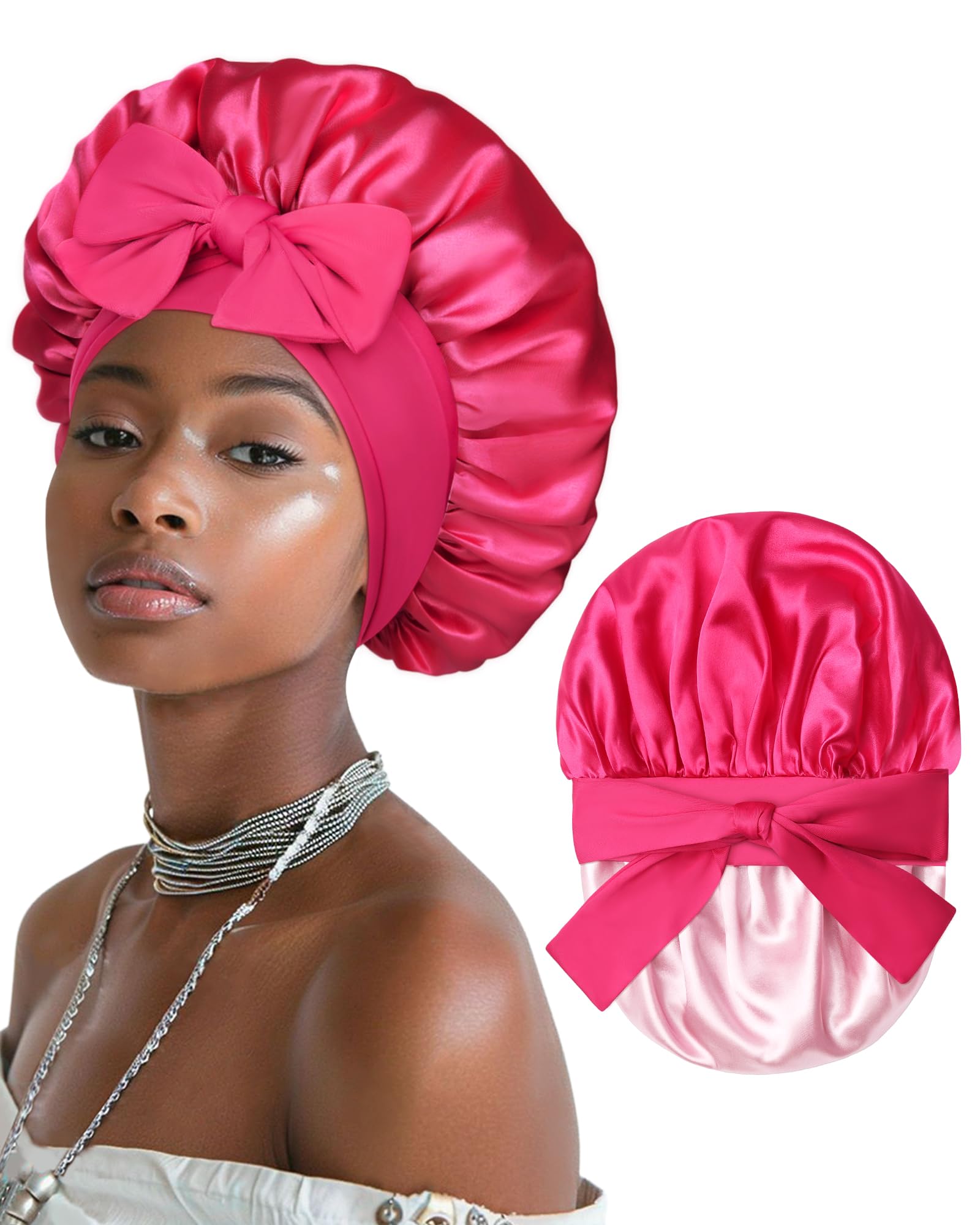 Amazon.com: Satin Bonnet for Women Silk Bonnets for Sleeping  display picture 1